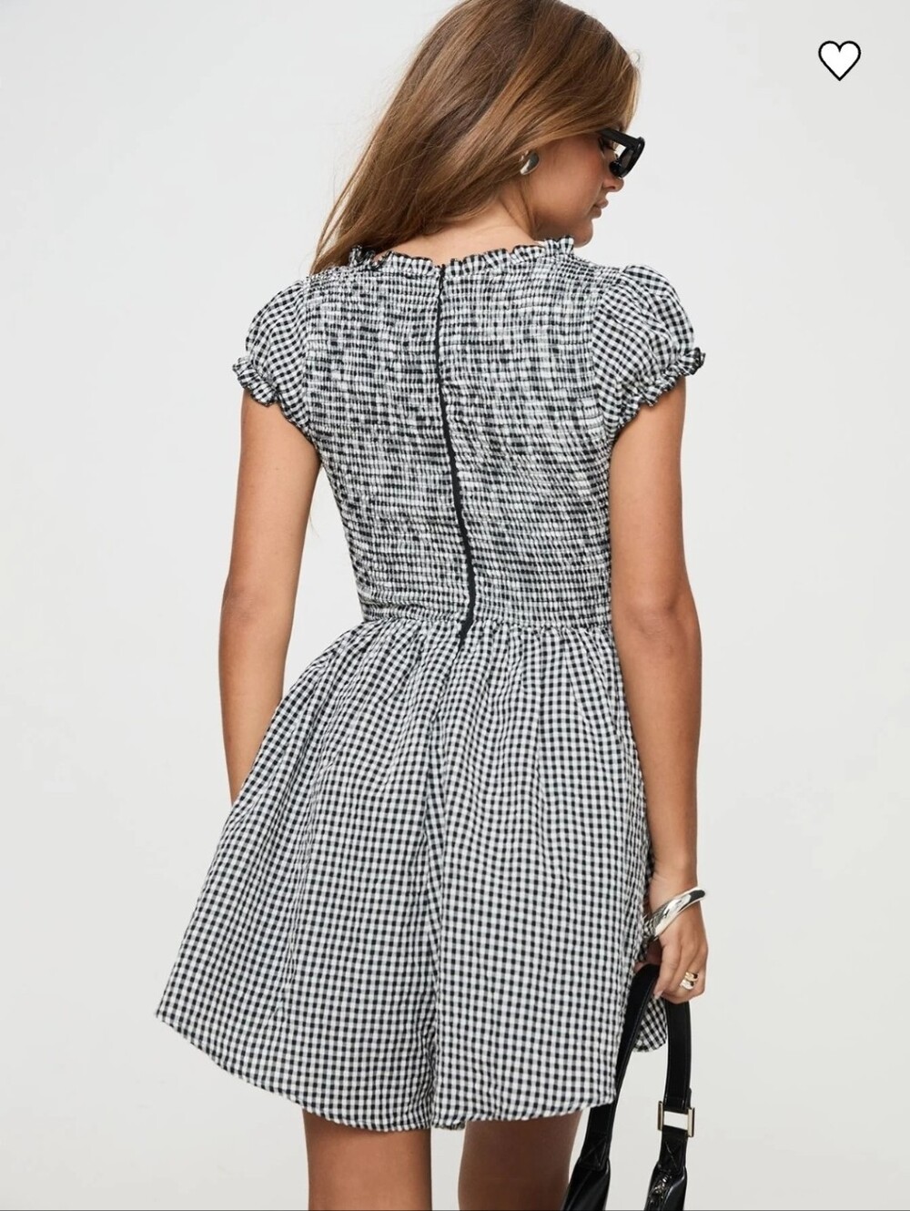 Princess Polly Black & White Gingham Smocked Romper - Picture 3 of 12